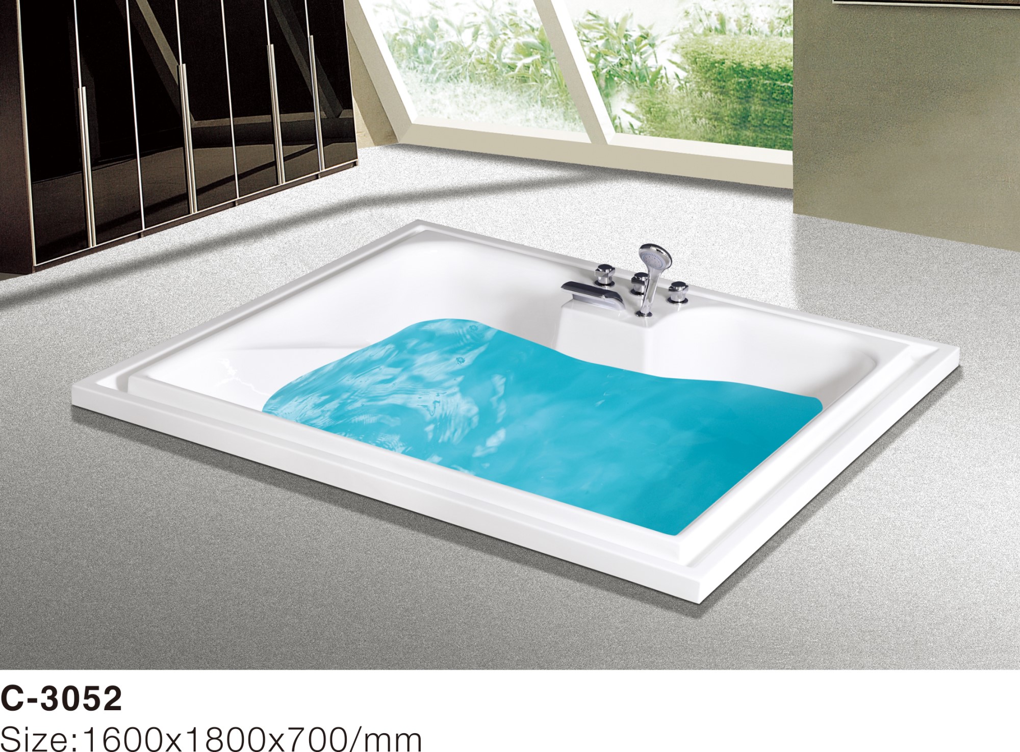(2) MEC3052-velika površina čvrste površine akrilnog kvadrata s kapaljkom za dvije osobe_ 副本 .jpg (2) MEC3052-Large Size Solid Surface Acrylic Square Drop-in Hot Tub for Two Persons_副本.jpg