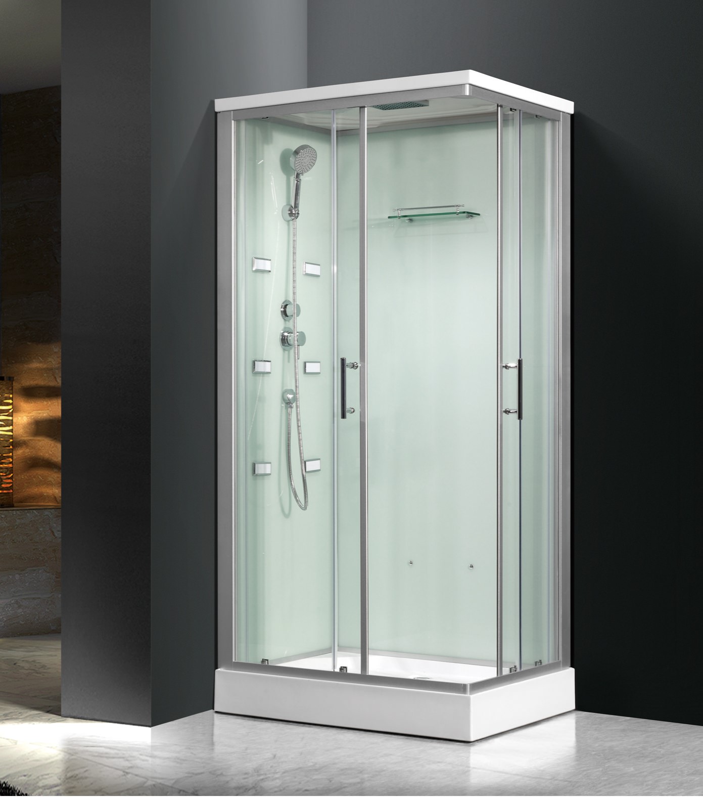 AKL-1356-Complete Massage Shower Cubicle Of White  Painted Back Glass_副本.jpg