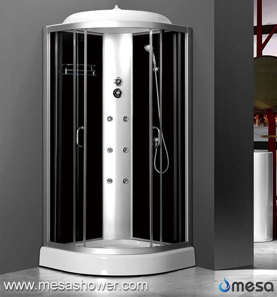 Crna staklena staklena tušna ograda s kliznim vratima